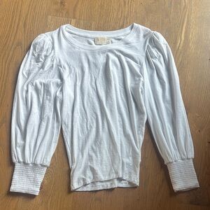 Nation LTD EXCELLENT CONDITION White Long Sleeve Top with Puff Shoulders